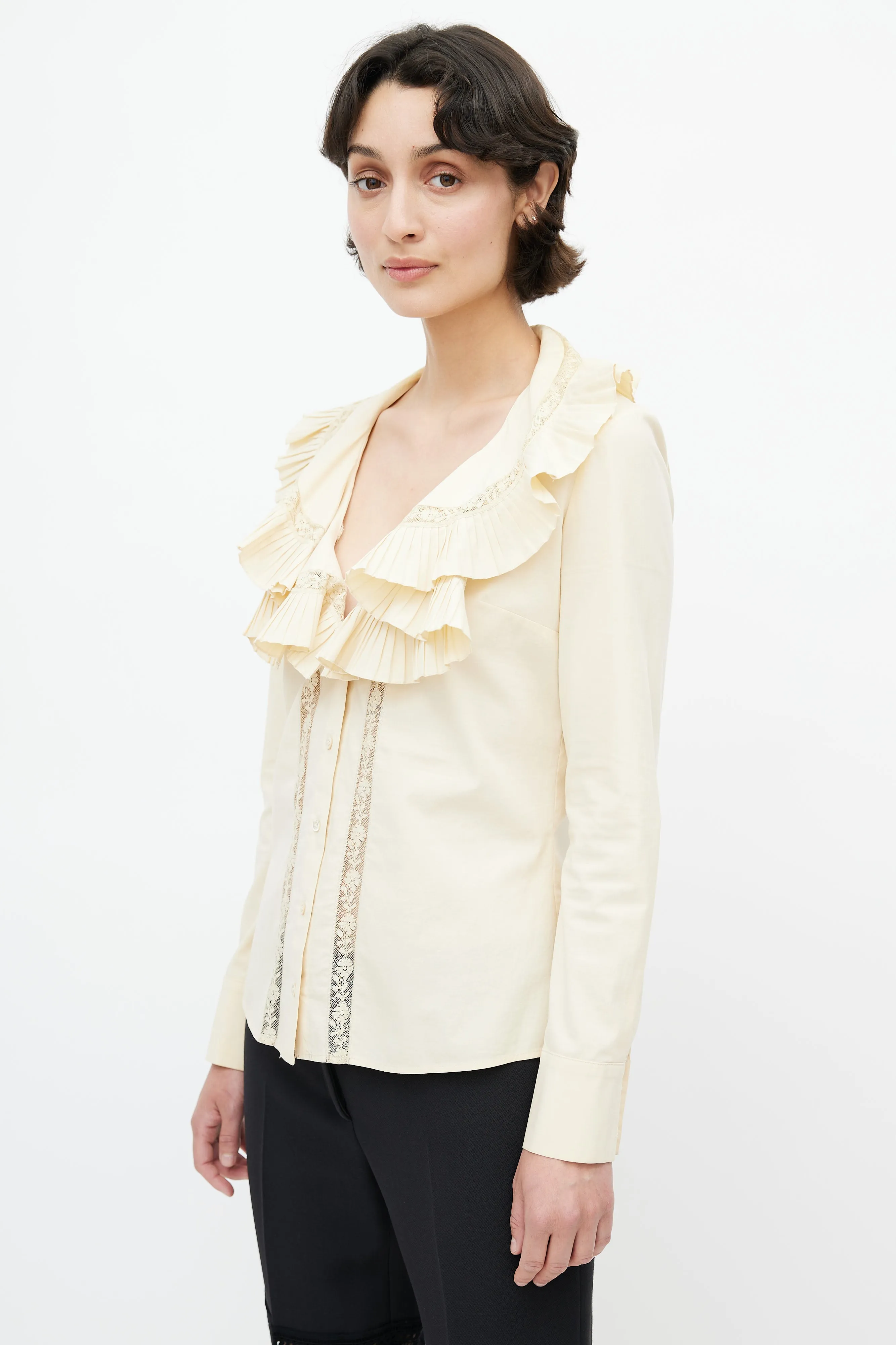 2006 Yellow Ruffle Lace Blouse