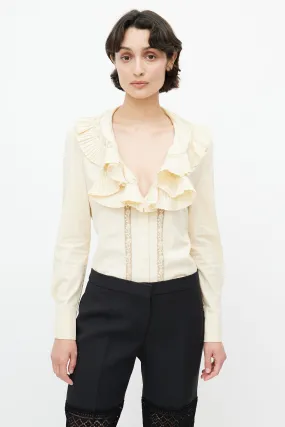 2006 Yellow Ruffle Lace Blouse