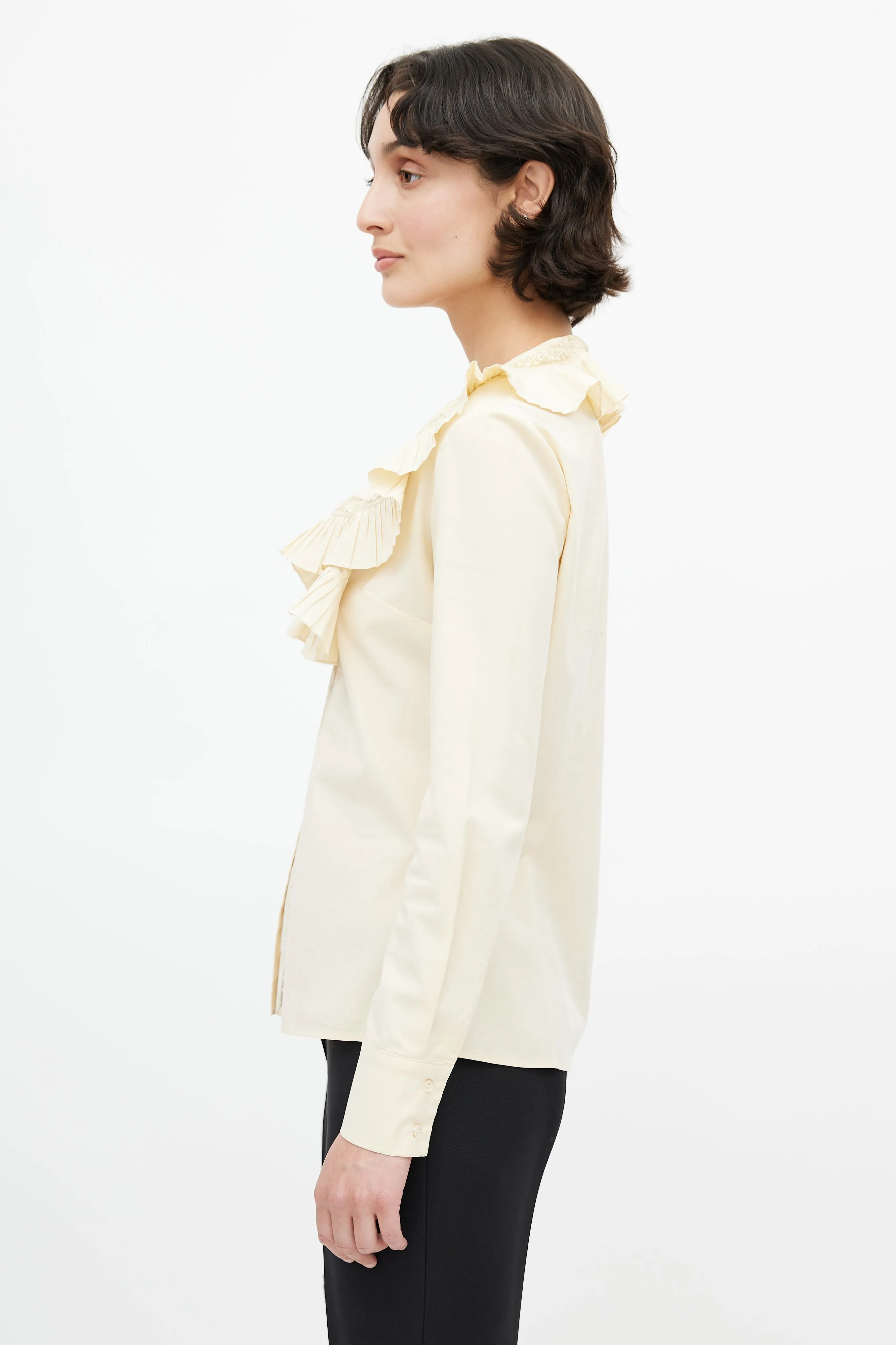 2006 Yellow Ruffle Lace Blouse