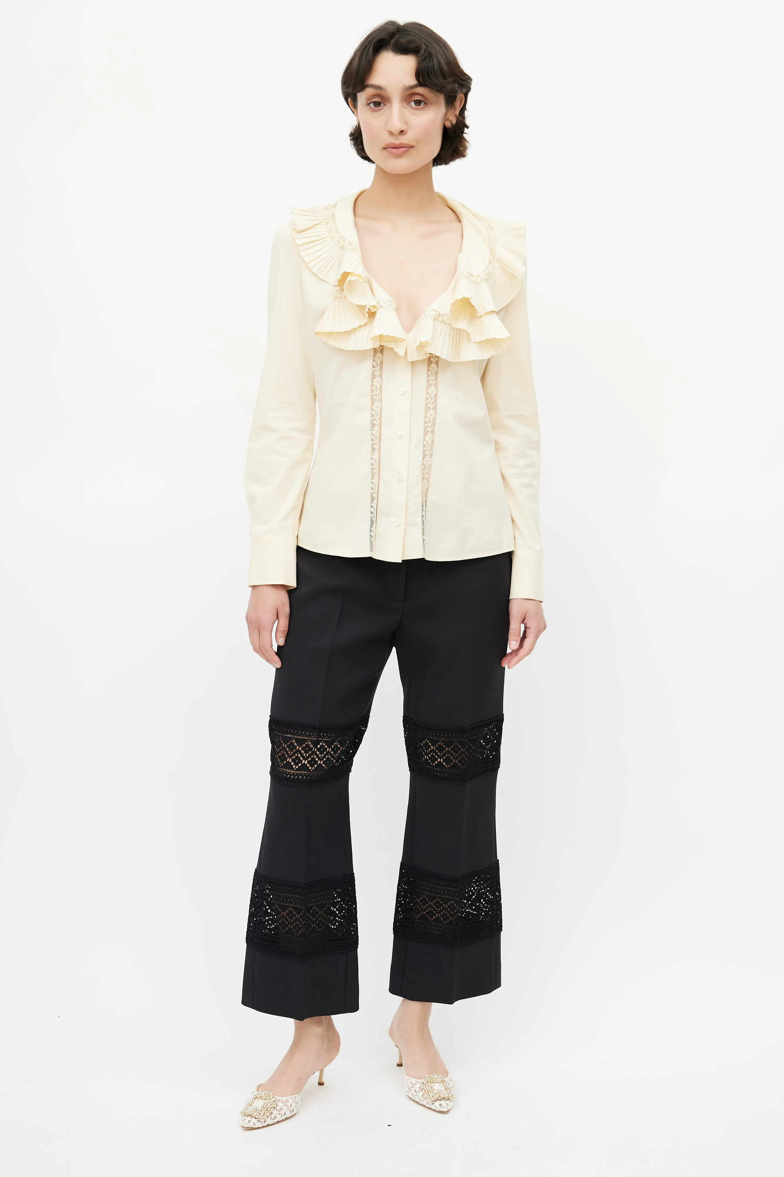 2006 Yellow Ruffle Lace Blouse