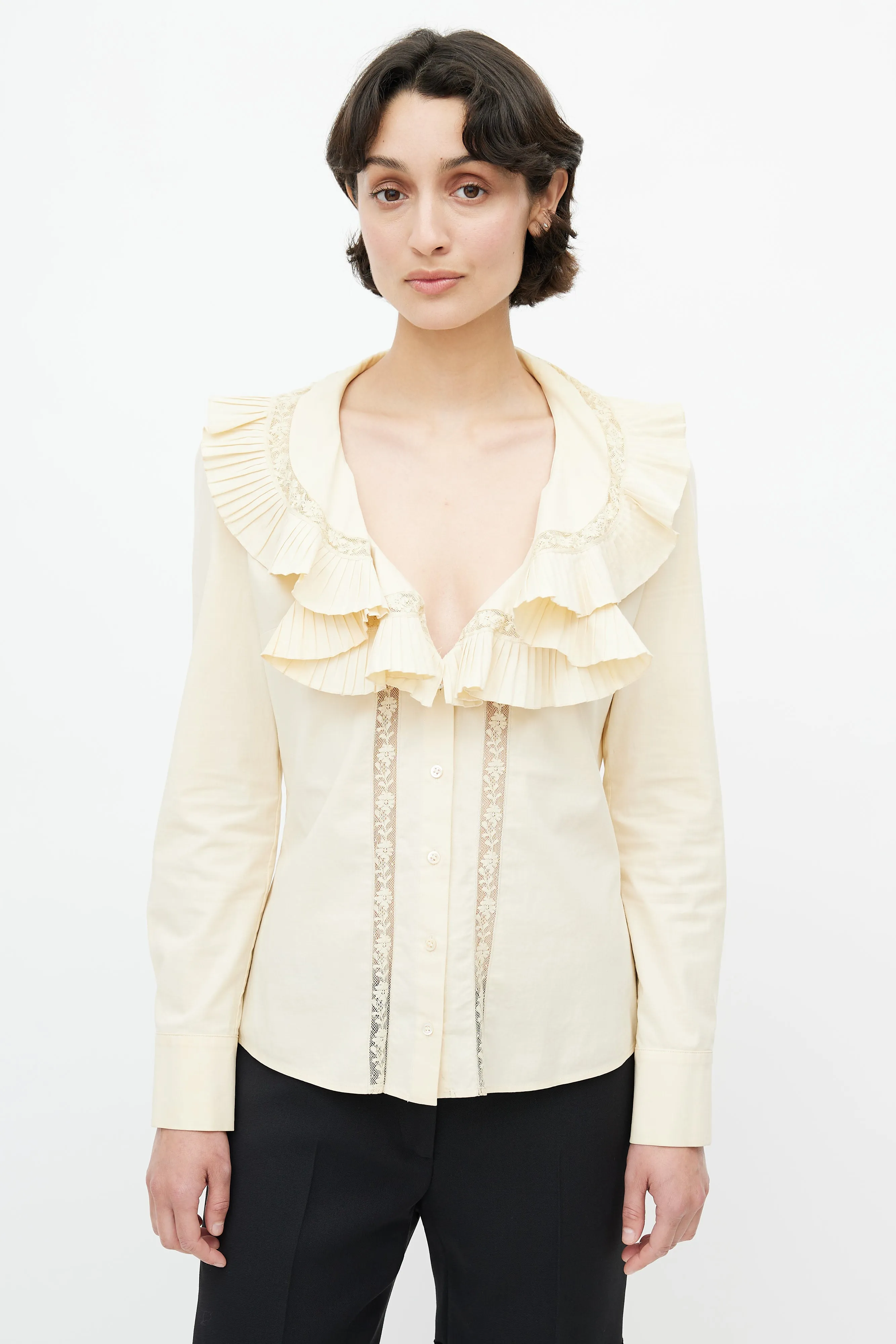 2006 Yellow Ruffle Lace Blouse