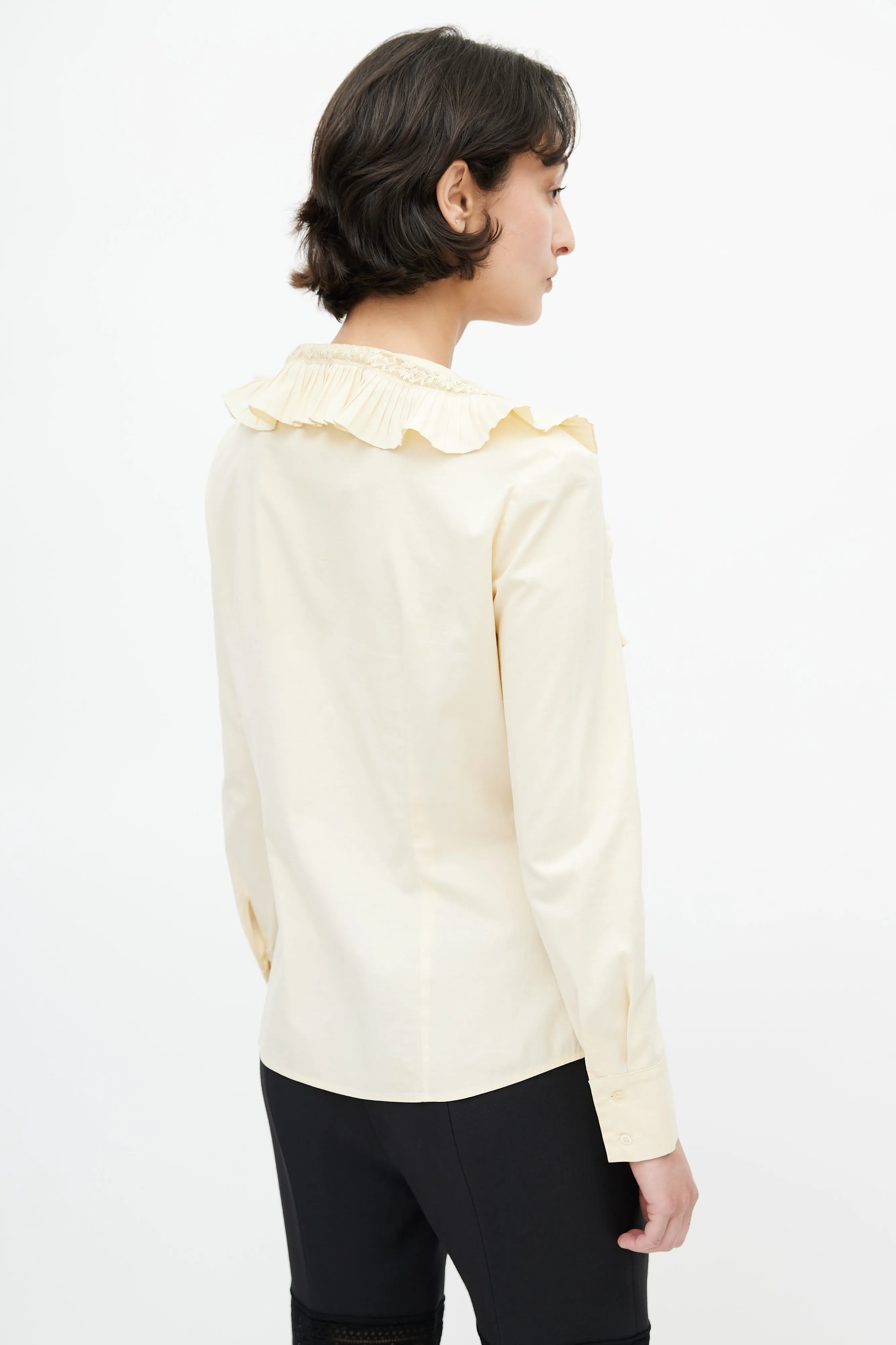 2006 Yellow Ruffle Lace Blouse