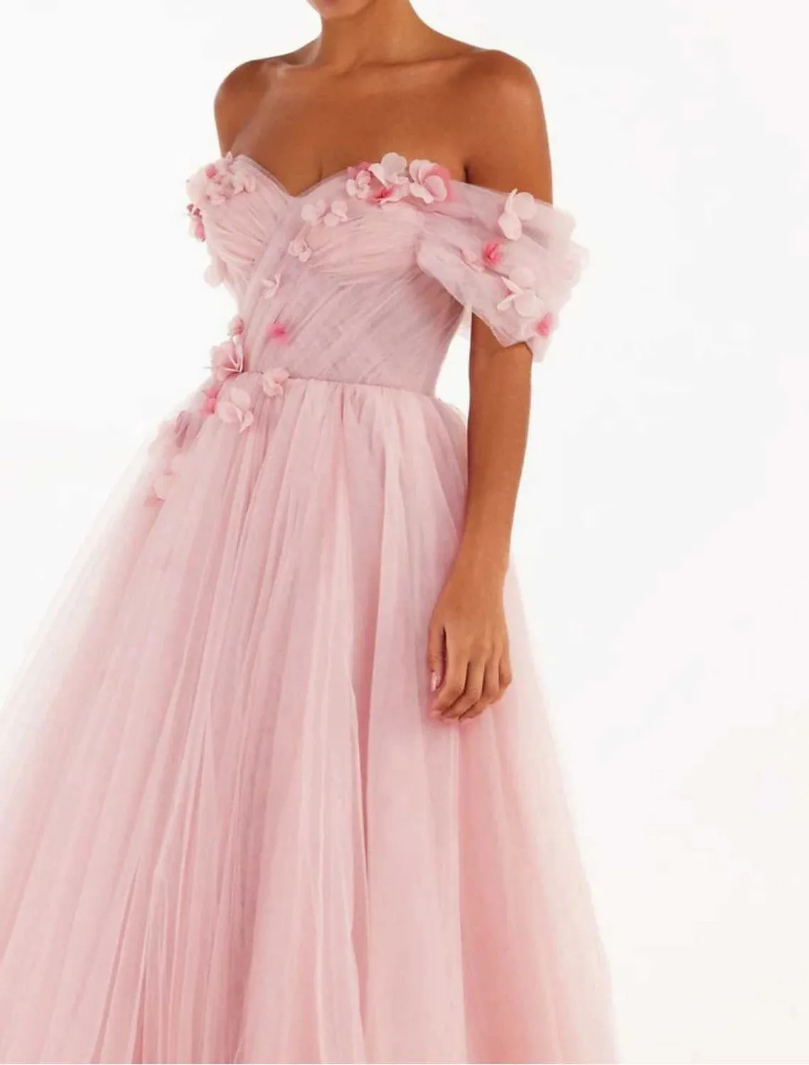 Ball Gown Sheath / Column Homecoming Dresses Floral Dress Wedding Guest Quinceanera Floor Length Sleeveless Off Shoulder Tulle with Appliques