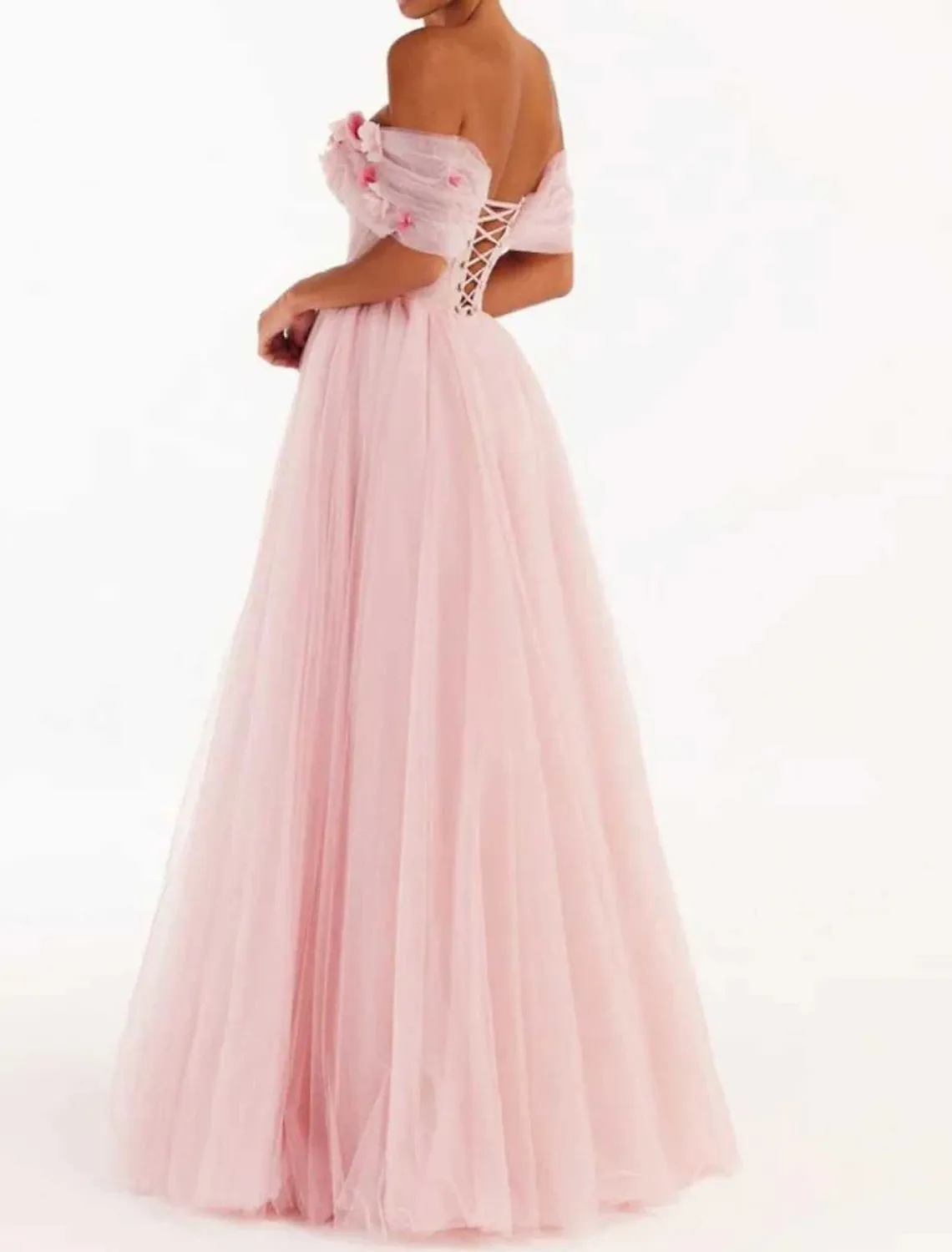 Ball Gown Sheath / Column Homecoming Dresses Floral Dress Wedding Guest Quinceanera Floor Length Sleeveless Off Shoulder Tulle with Appliques