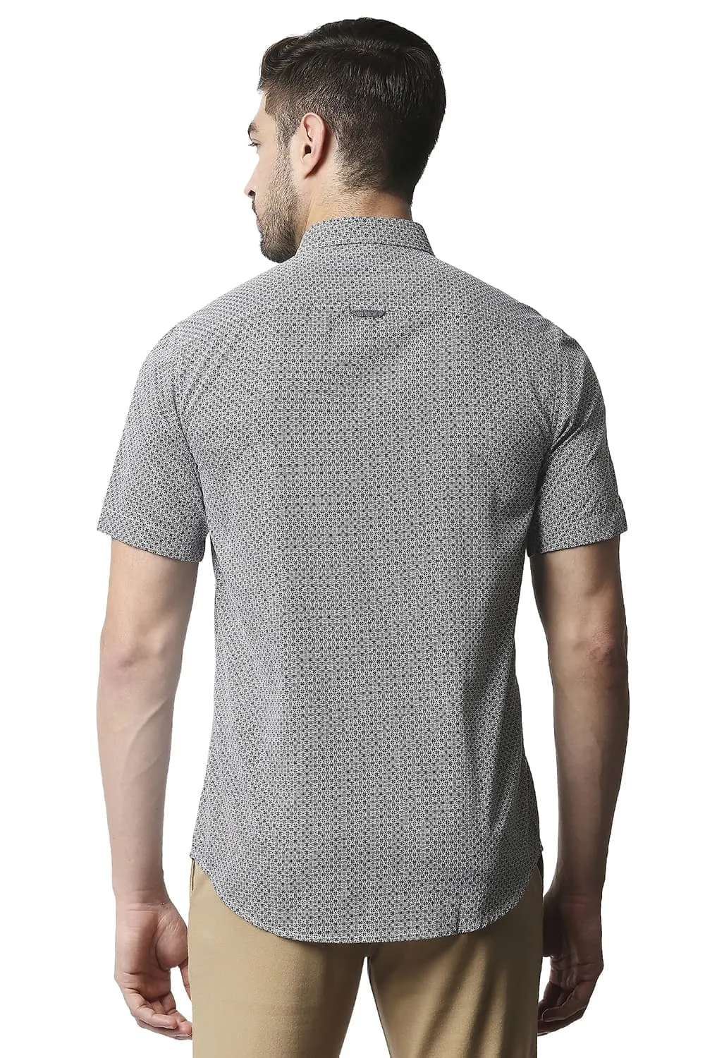 Basics Slim Fit Poplin Printed Shirt