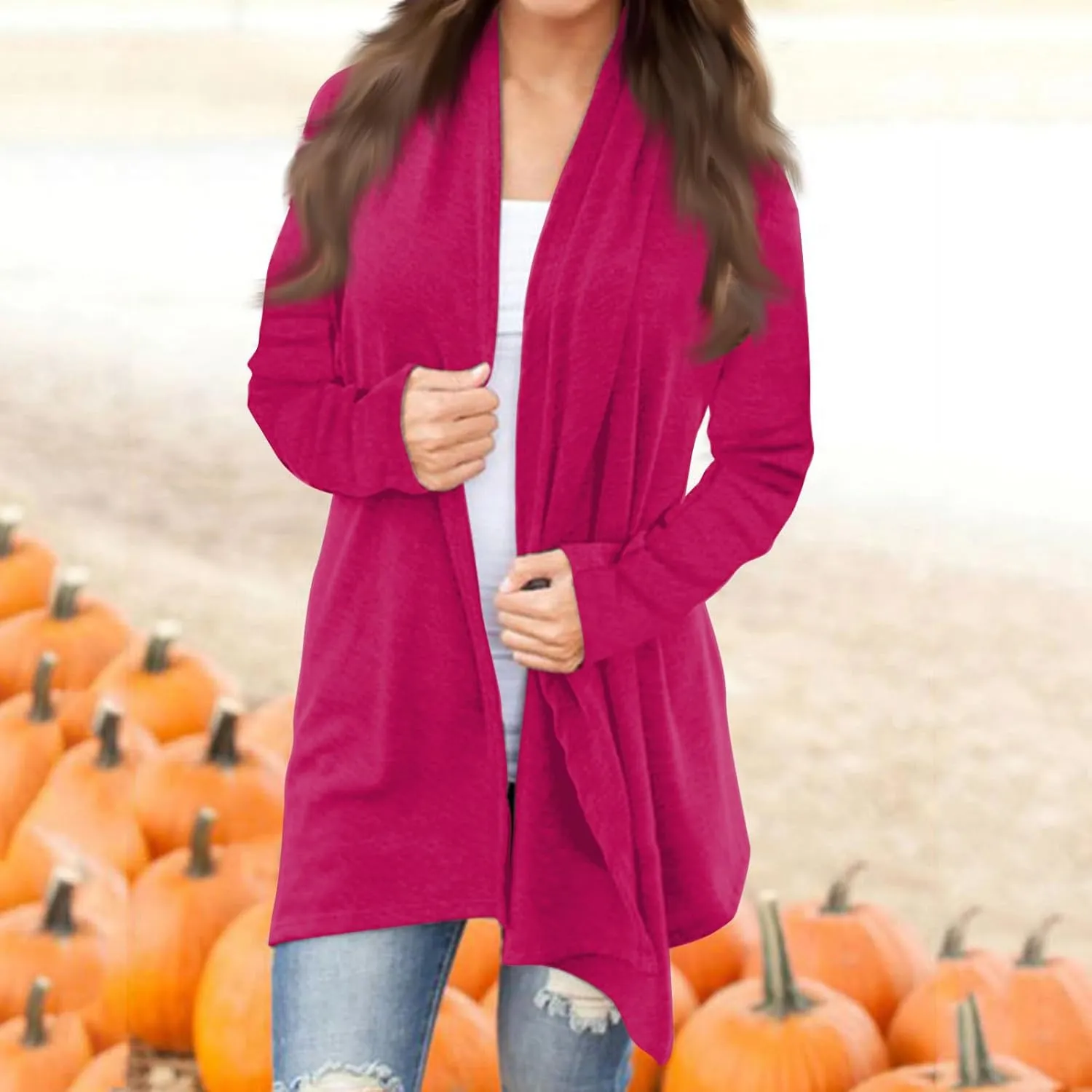 Cardigan Sweaters for Women, Casual Long Sleeve Open Front Solid Lightweight Cardigan Spring Oversized Soft Jackets