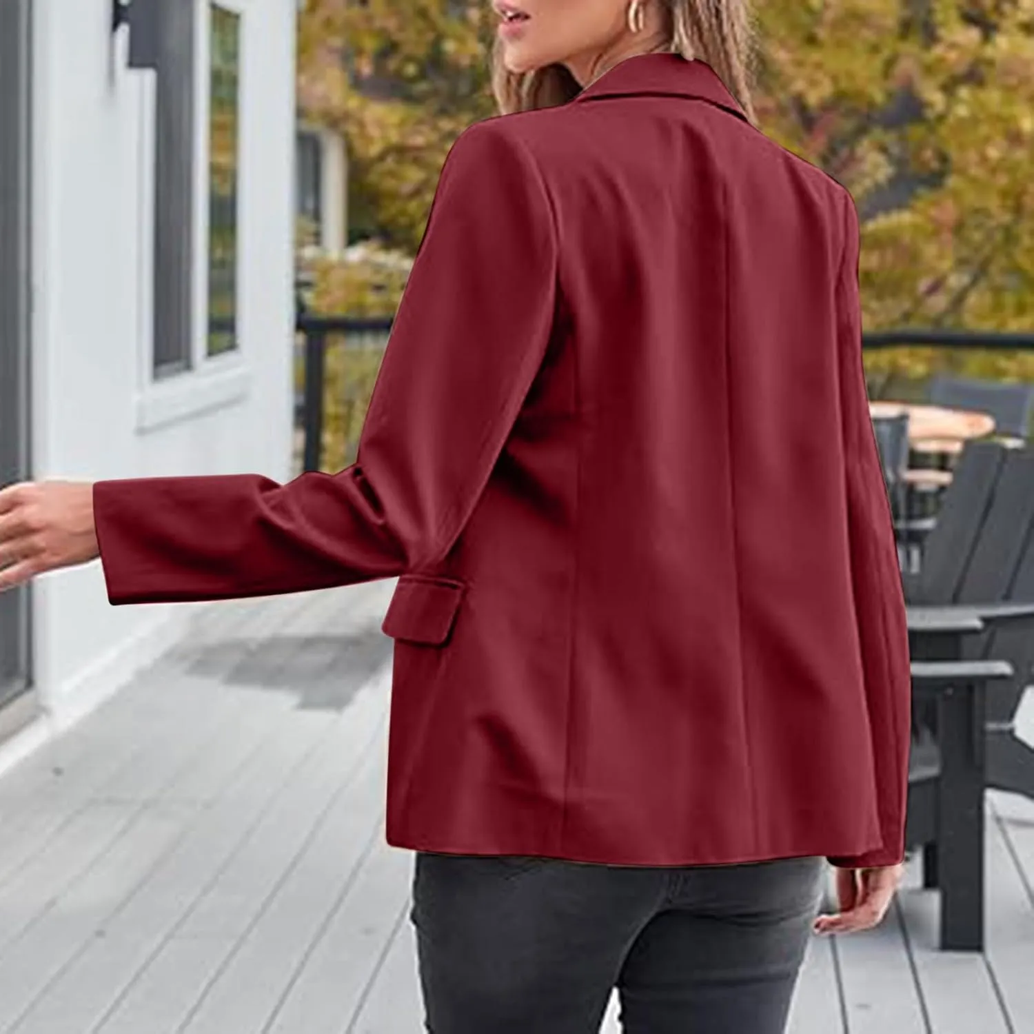 Casual Blazers for Women Business Work Office Suit Jackets Fall Fashion Long Sleeve Open Front Blazers with Pockets