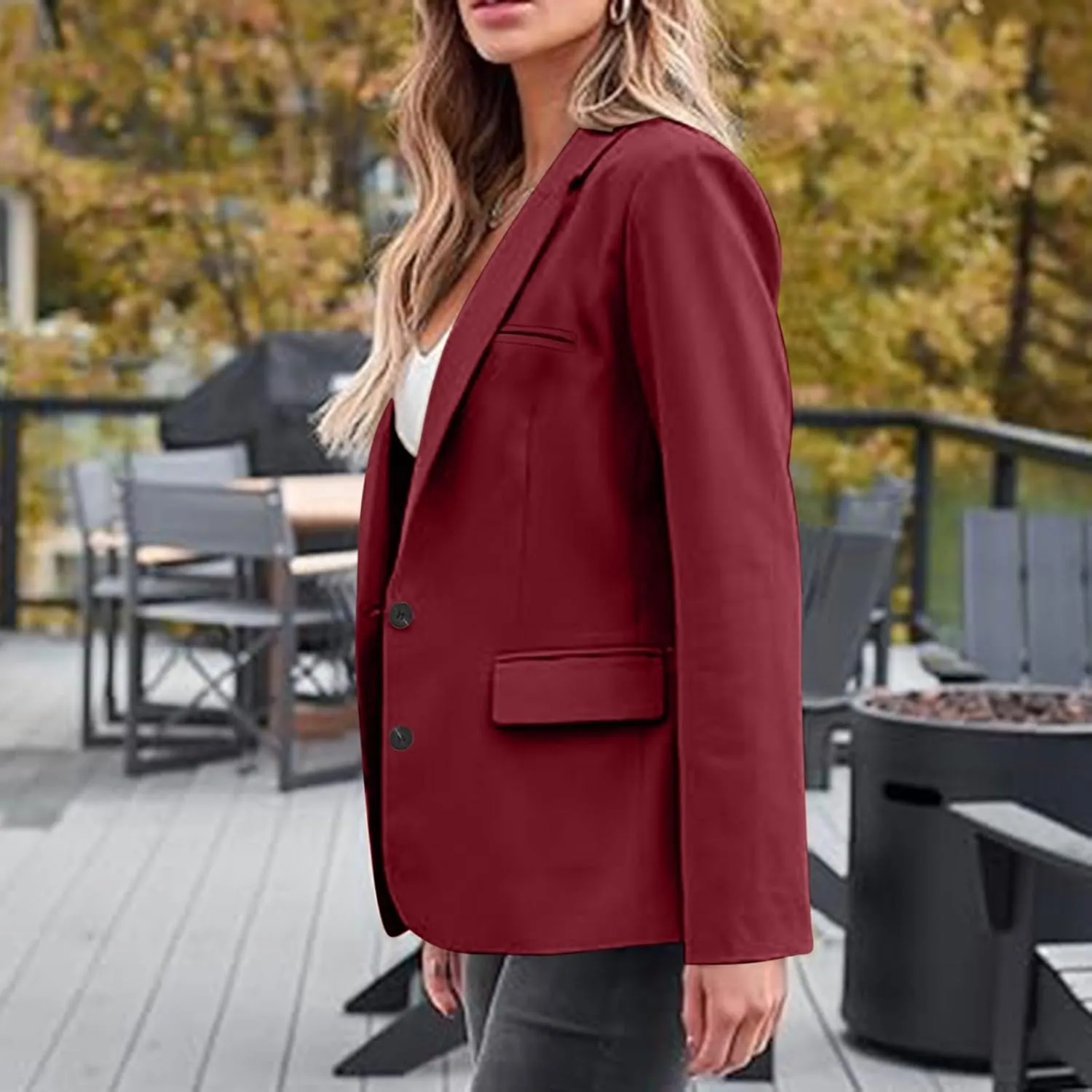 Casual Blazers for Women Business Work Office Suit Jackets Fall Fashion Long Sleeve Open Front Blazers with Pockets