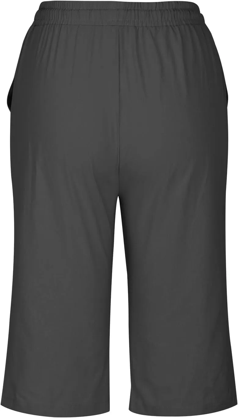 DDAPJ pyju Linen Bermuda Shorts for Women Summer Casual High Waisted Shorts Loose Drawstring Waist Beach Shorts with Pockets