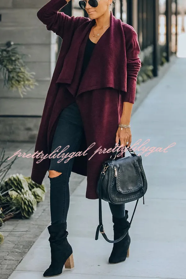 Fireside Pocketed Oversized Drape Neckline Knit Cardigan