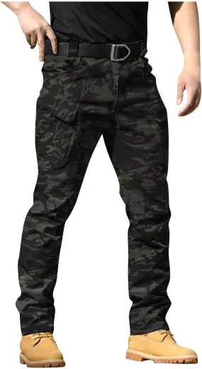 GOFULY Mens Cargo Pants Baggy Relaxed Fit Stretch Pants Tall Multi Pockets Hiking Pants Work Trousers Casual