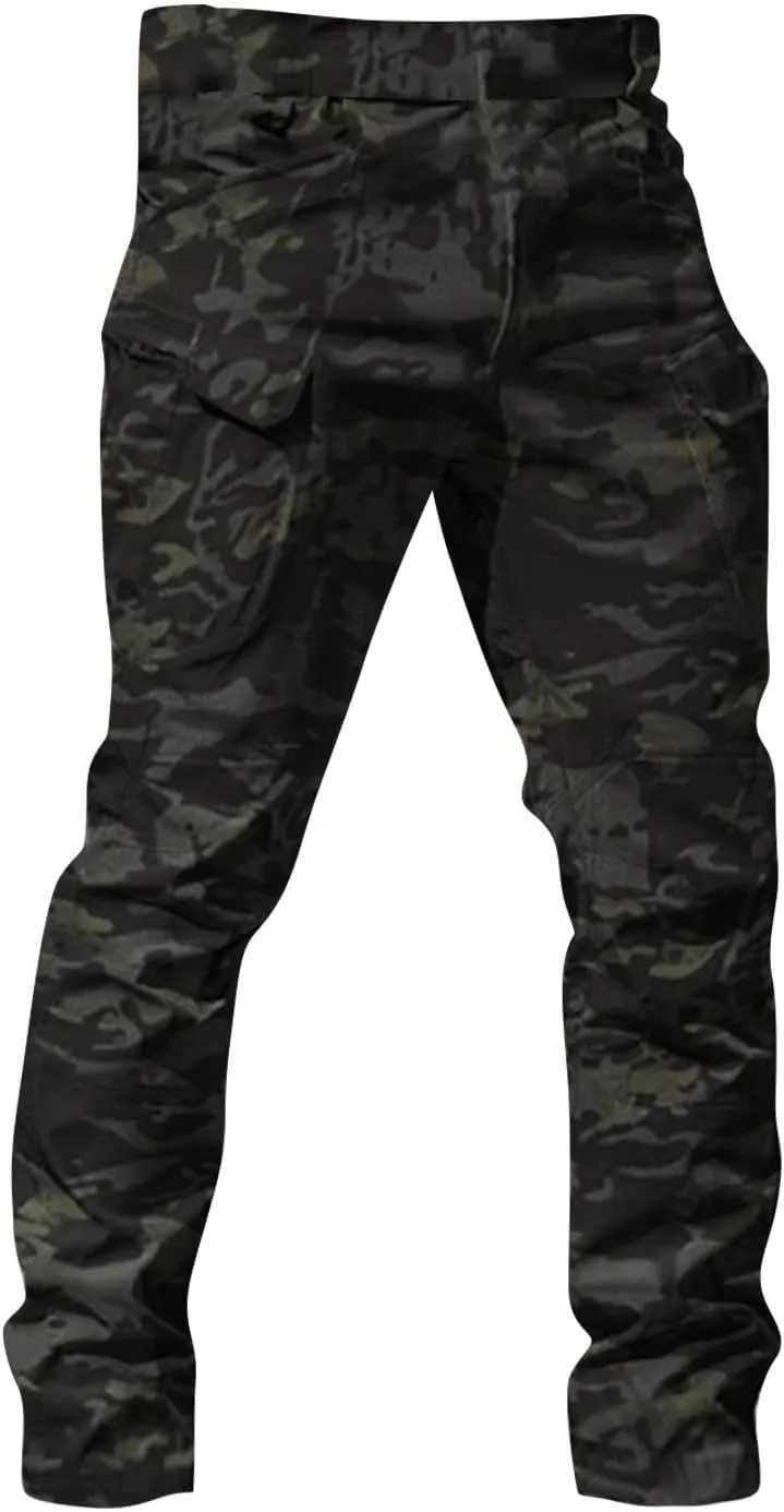 GOFULY Mens Cargo Pants Baggy Relaxed Fit Stretch Pants Tall Multi Pockets Hiking Pants Work Trousers Casual