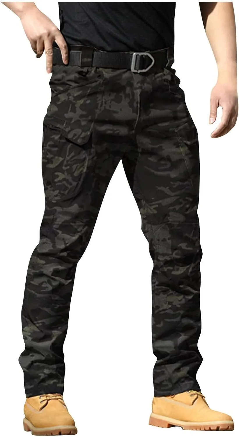 GOFULY Mens Cargo Pants Baggy Relaxed Fit Stretch Pants Tall Multi Pockets Hiking Pants Work Trousers Casual