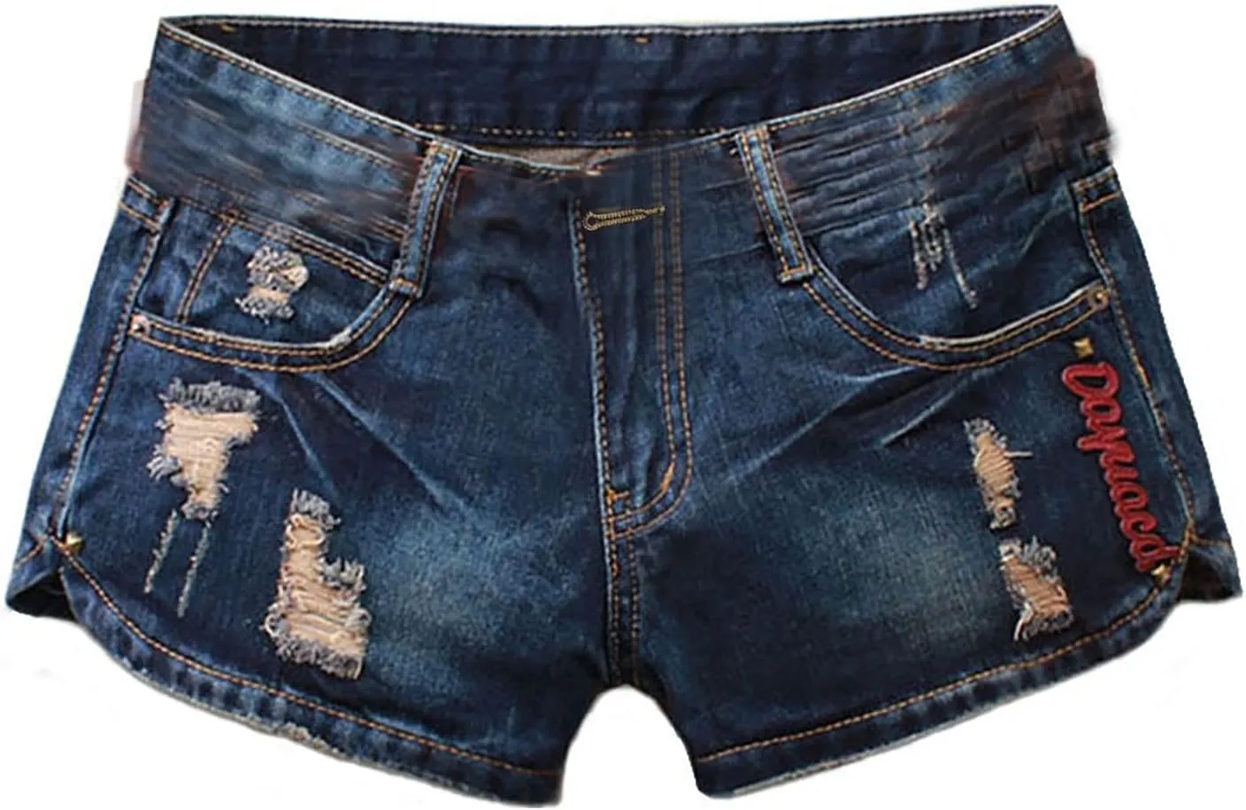 High Waisted Hot Jeans Shorts Women Summer Casual Belt Button Ripped Denim Shorts Trendy Comfy Lightweight Shorts Pocket Clearance Items Dark Blue, S