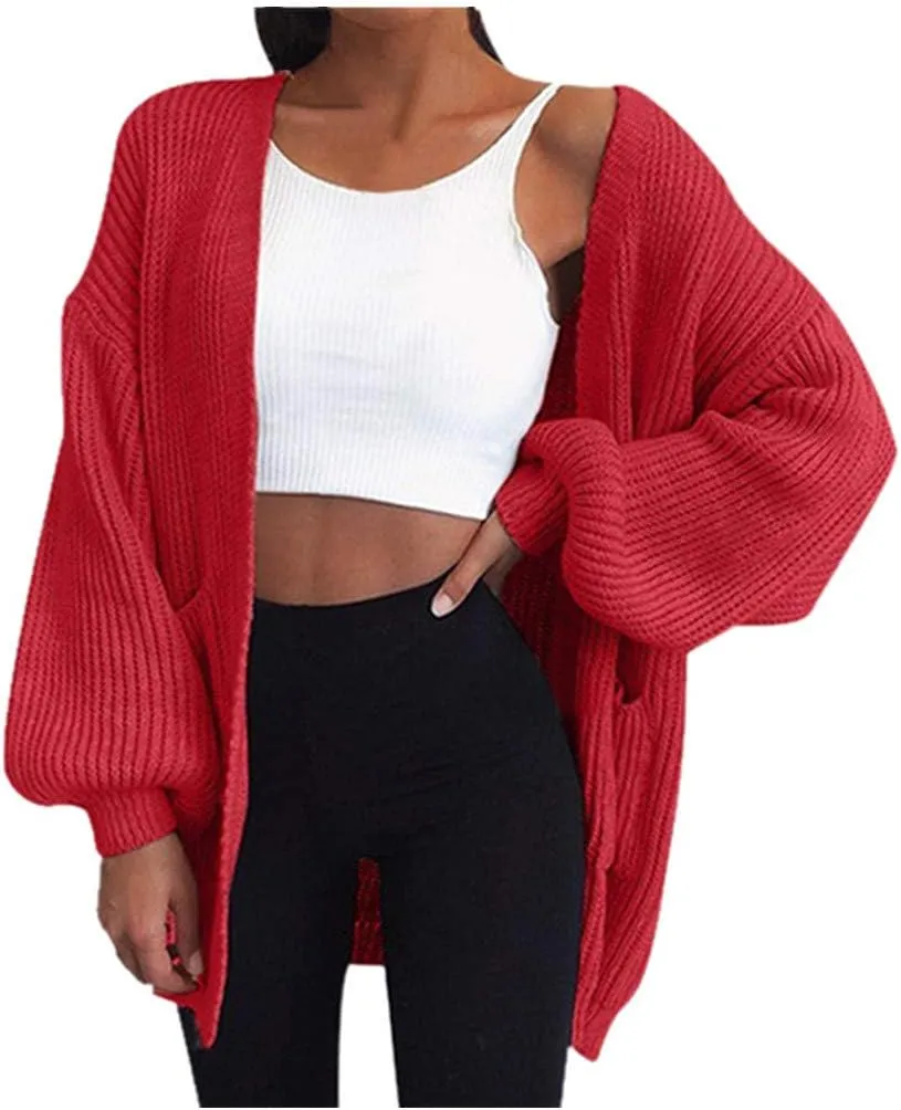 Hooded Thick Sweater Jacket Cardigan Coat Knit Women's Big Sweater Chunky Knit Cardigans for Women