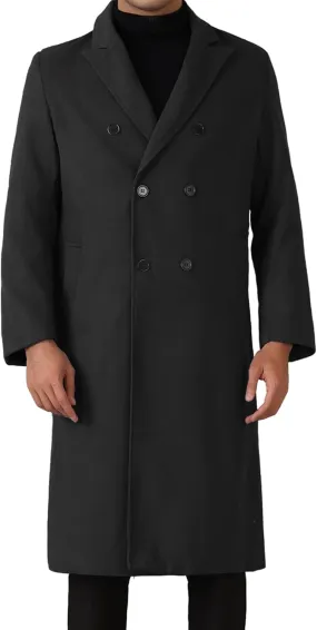 Lars Amadeus Long Trench Coat for Men's Classic Notched Lapel Double Breasted Overcoats