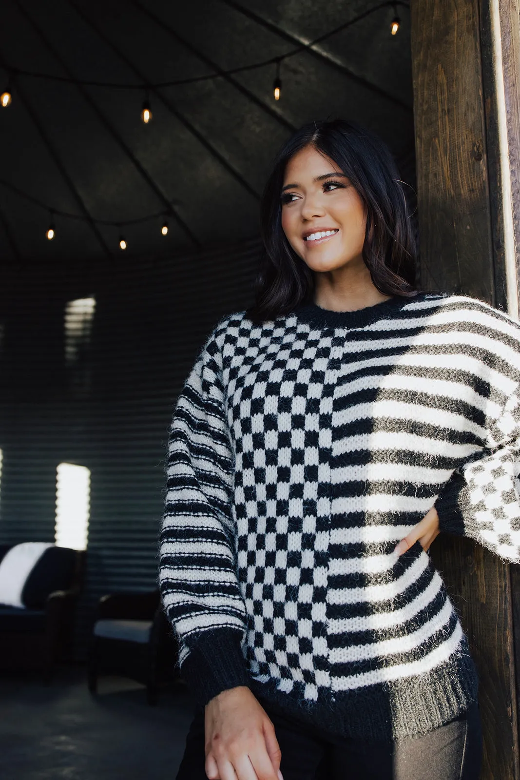 Mable Checkered Knit Sweater