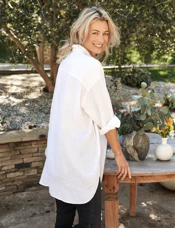 MACKENZIE WOVEN BUTTON UP IN WHITE