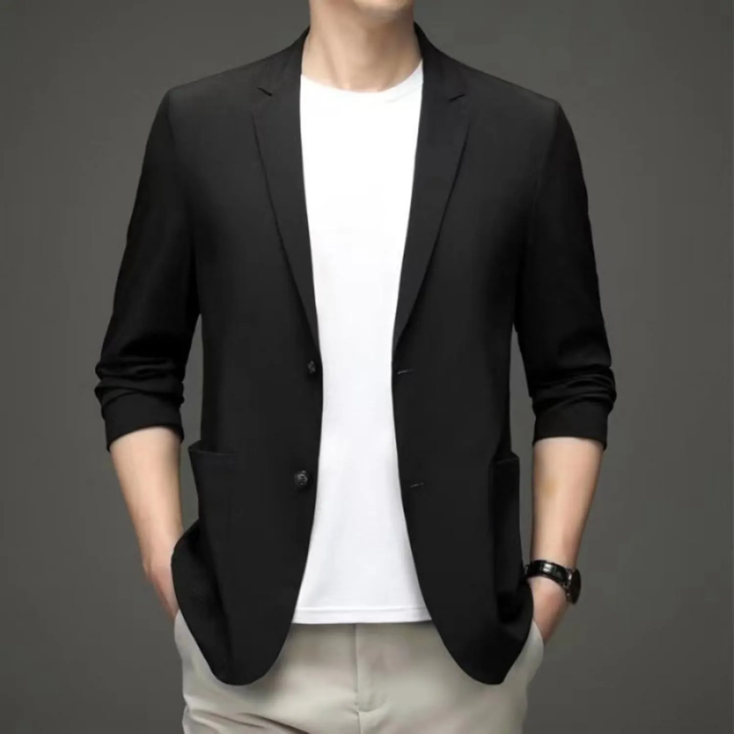 Men Casual Blazer One Button Sport Coats Slim Fit Lightweight Business Suit Jackets Business Basic Sports Coats