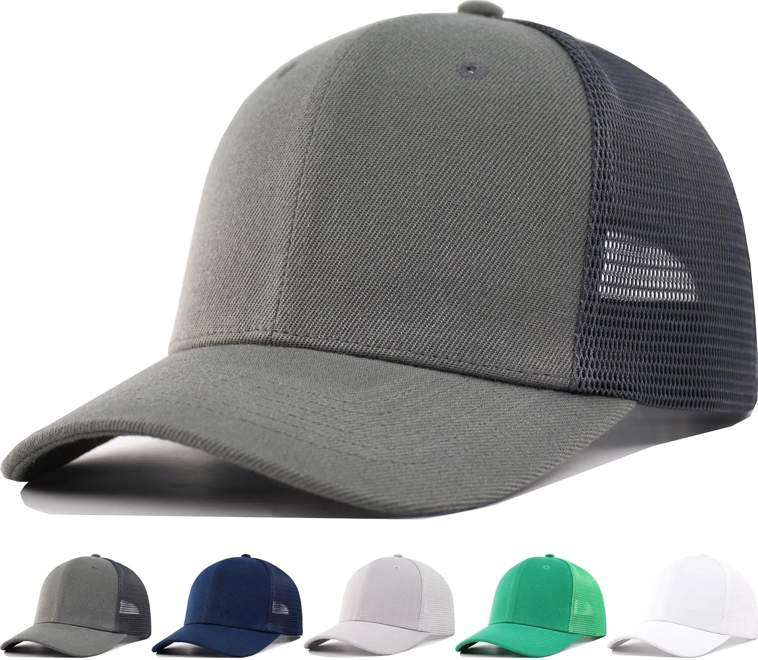 Men's Classics Trucker Hat(M-L/XL,XXL)-Blank Structured Baseball Cap,Adjustable/Mesh Snapback Hats