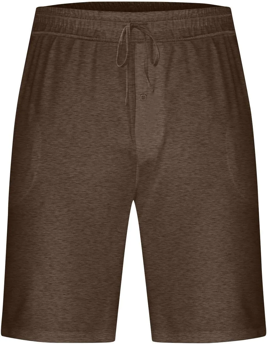 Mens Pajama Shorts Comfy Lounge Pj Shorts Soft Sleepwear Bottoms Elastic Waist Drawstring Beach Shorts with Pockets
