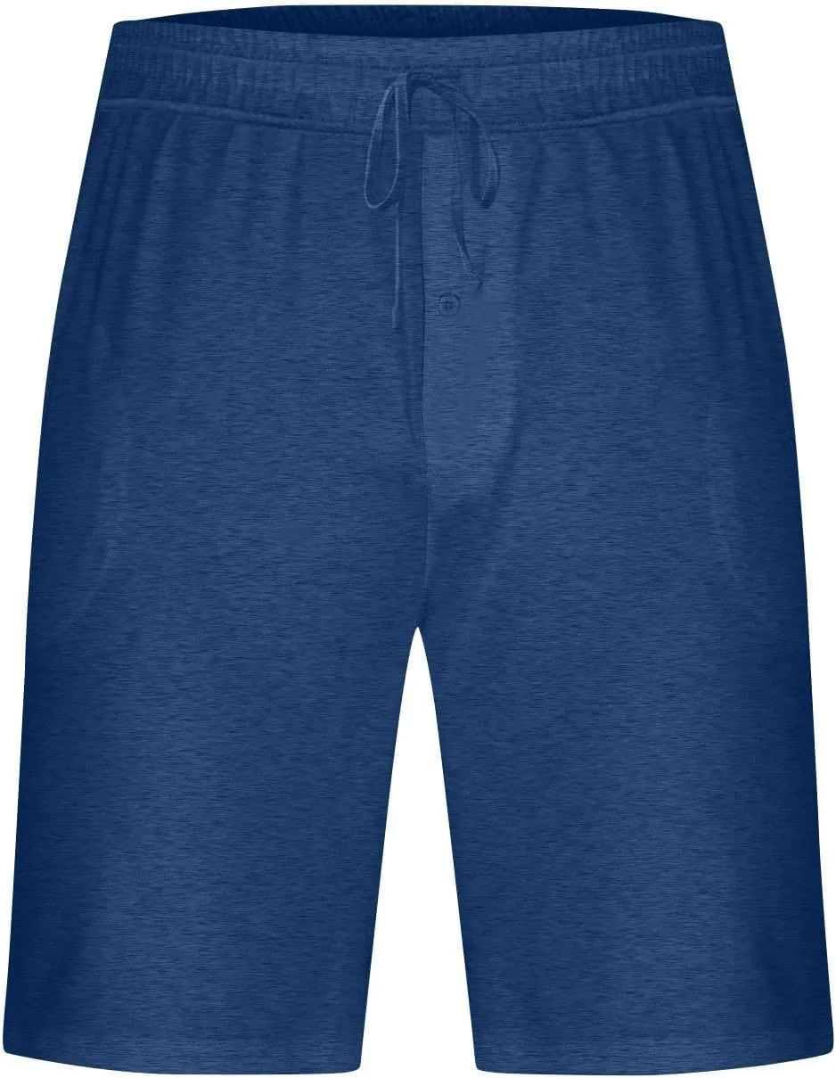 Mens Pajama Shorts Comfy Lounge Pj Shorts Soft Sleepwear Bottoms Elastic Waist Drawstring Beach Shorts with Pockets