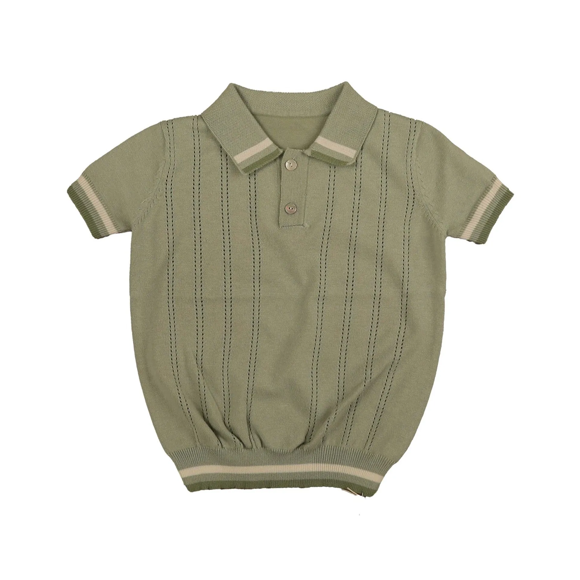 Noma Sage Stripe Detail Textured Polo Knit (NKN758)