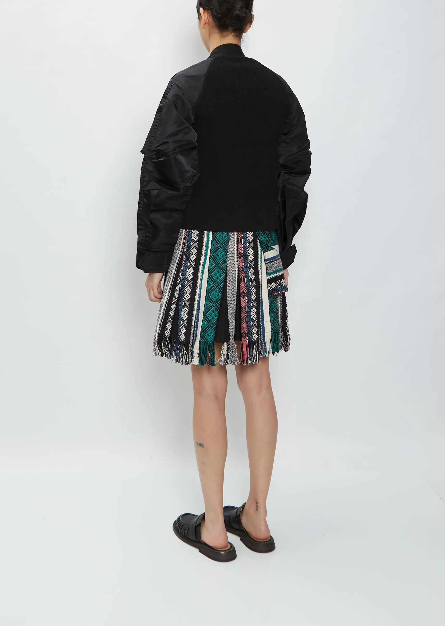 Nylon Twill Mix Knit Cardigan
