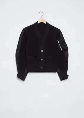 Nylon Twill Mix Knit Cardigan