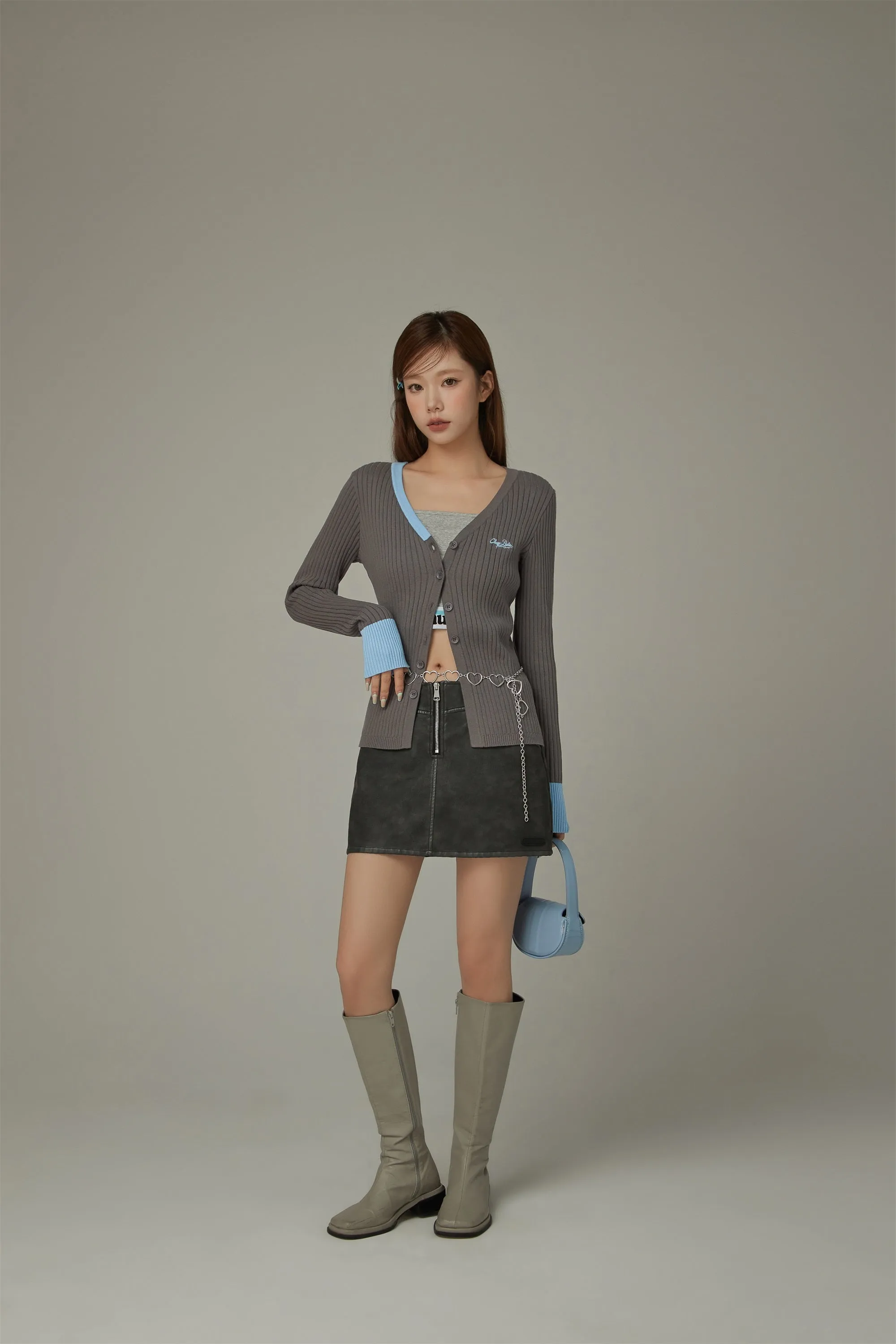 Ribbed Button Knit Cardigan