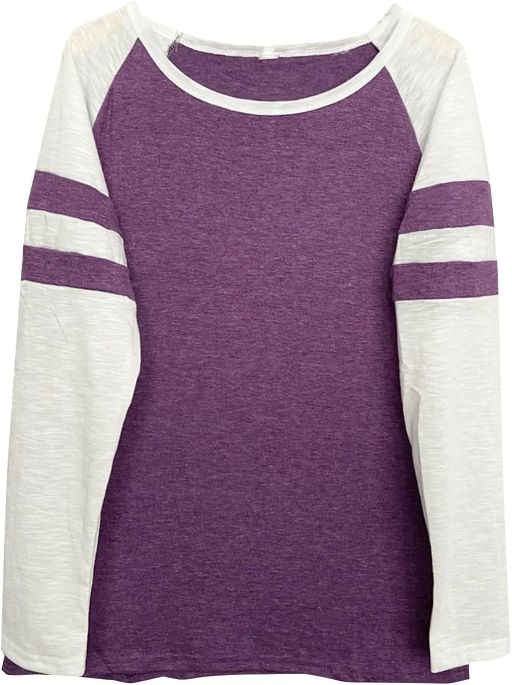 Tops Striped Long Sleeve Shirts for Women Color Block Baseball T-Shirt Crewneck Tops Casual Loose Tees