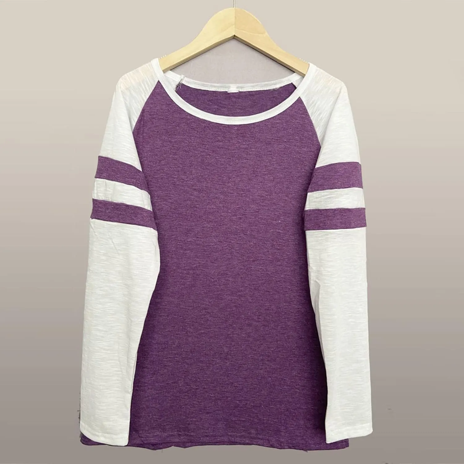 Tops Striped Long Sleeve Shirts for Women Color Block Baseball T-Shirt Crewneck Tops Casual Loose Tees