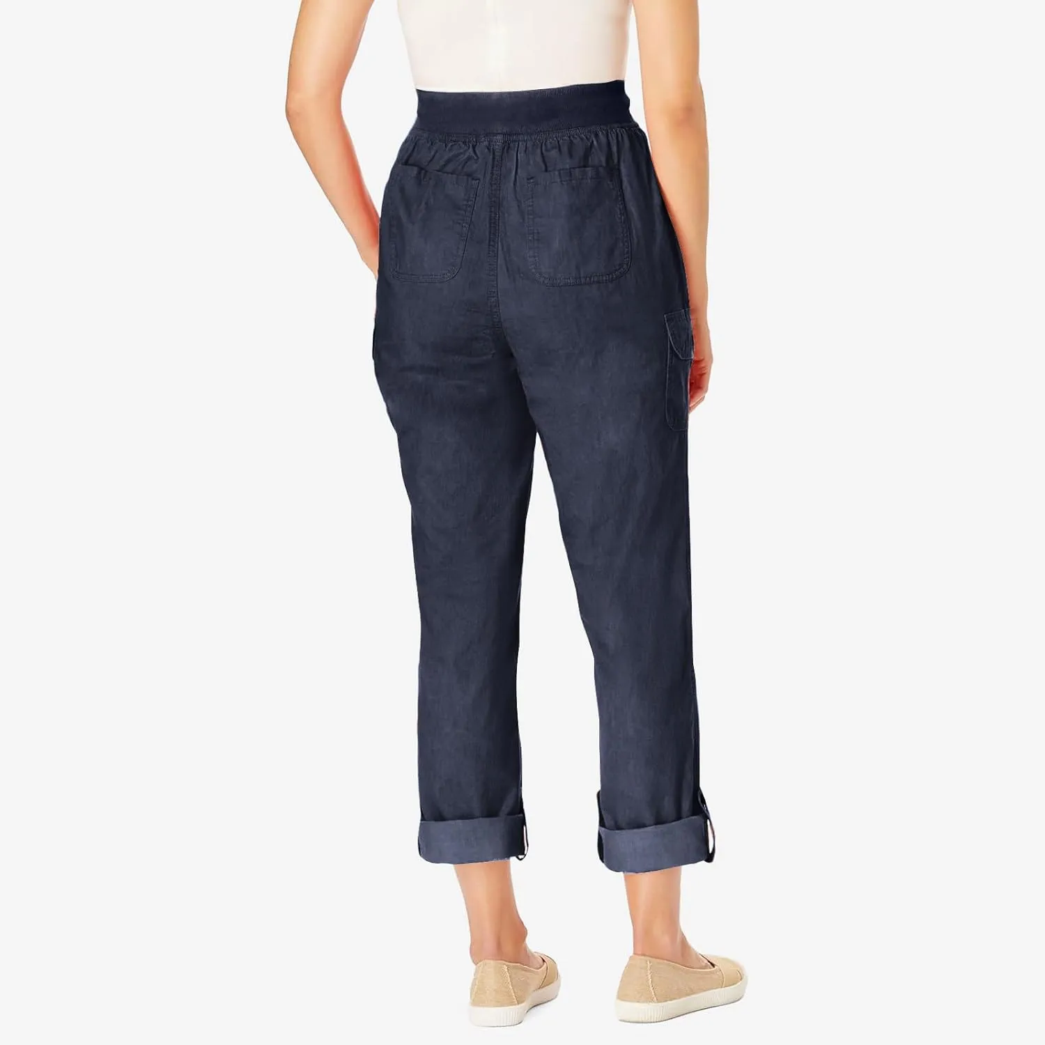 Women Cargo Pants - Straight Wide Leg Trousers with Pockets High Waist Slim Fit Sweatpants Lightweight Buckle Joggers