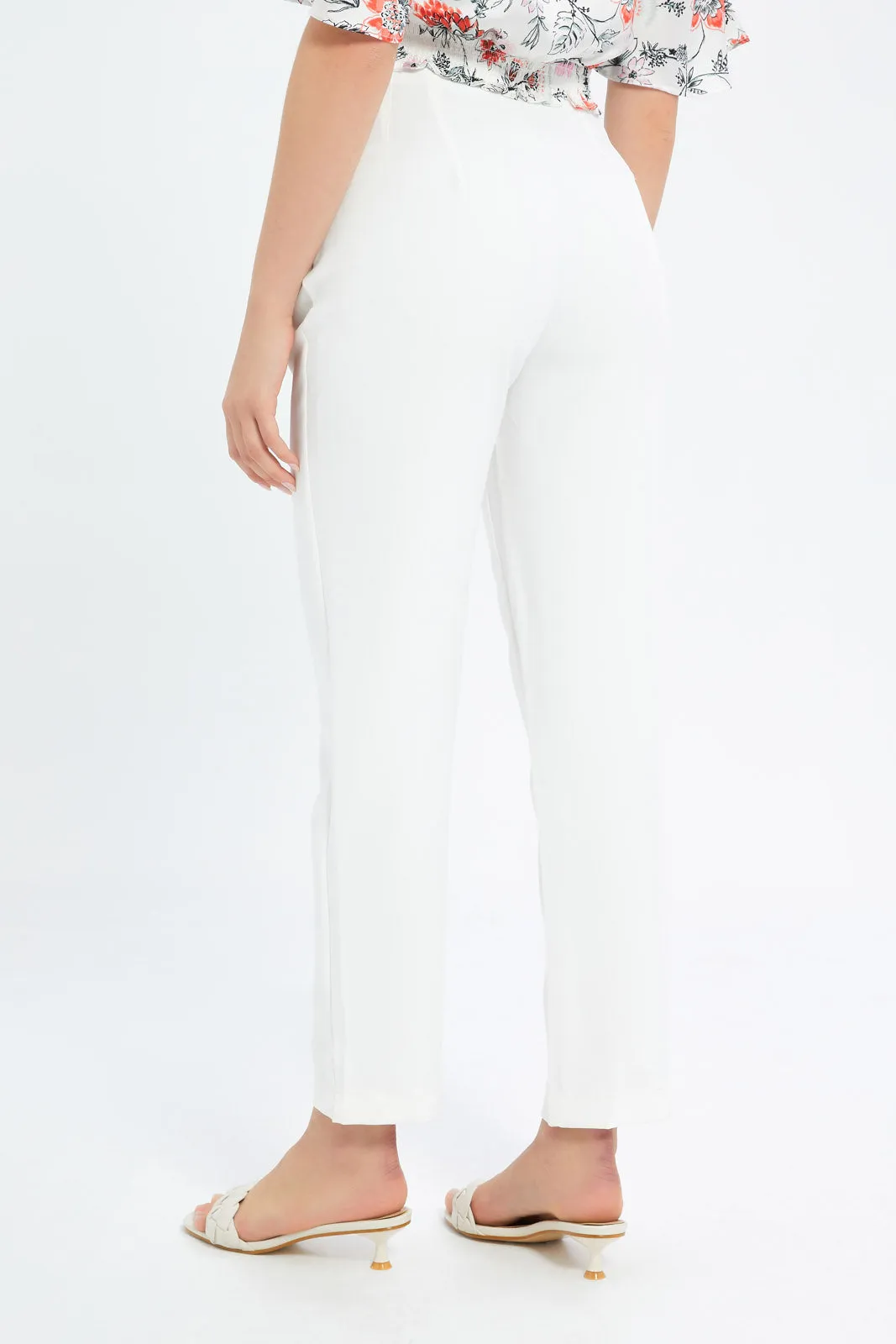 Women White Slim Fit Trouser