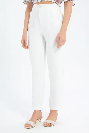 Women White Slim Fit Trouser