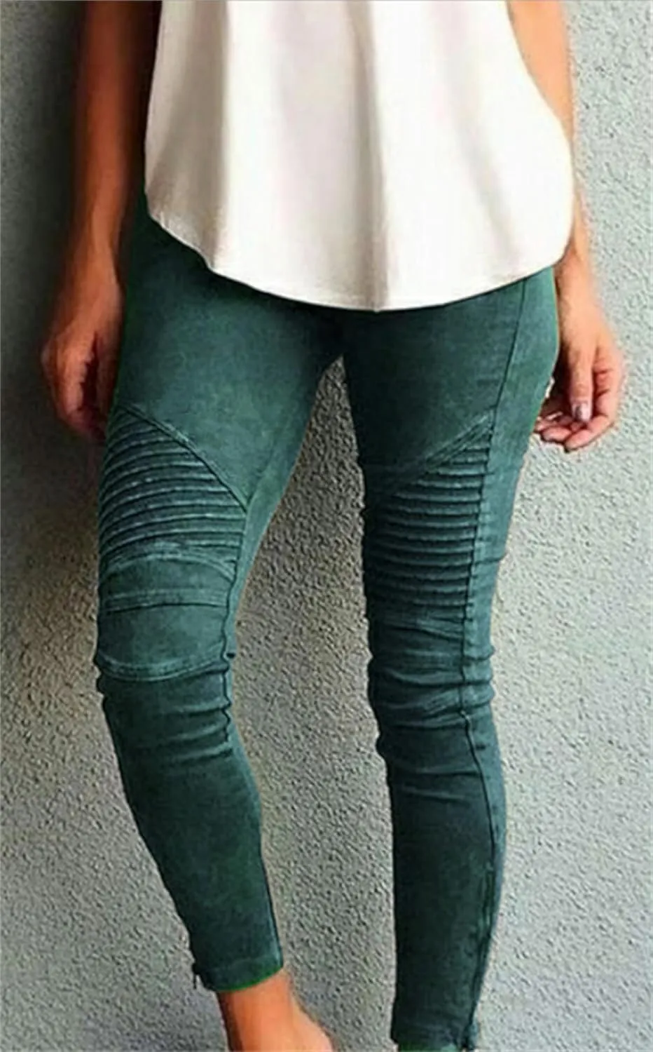 Womens Skinny Moto Jegging Jeans Denim Slim Fit Mid Rise Stretch Pencil Pants Casual Fashion Comfy Pull-On Ankle Pants